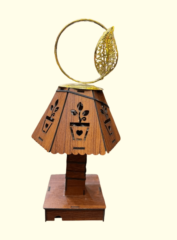 Golden Leaf Reflection Wooden Lamp