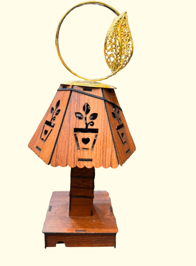 Rustic Glow Wooden Leaf Table Lamp