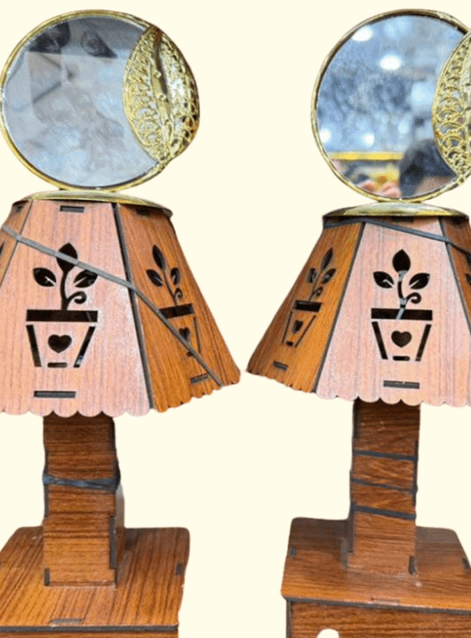 Double Bloom Mirror Leaf Lamp Set